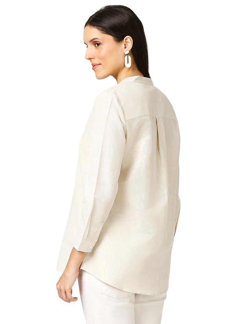 women self design mandarin neck regualr shirt - 21660628 - Standard Image - 3