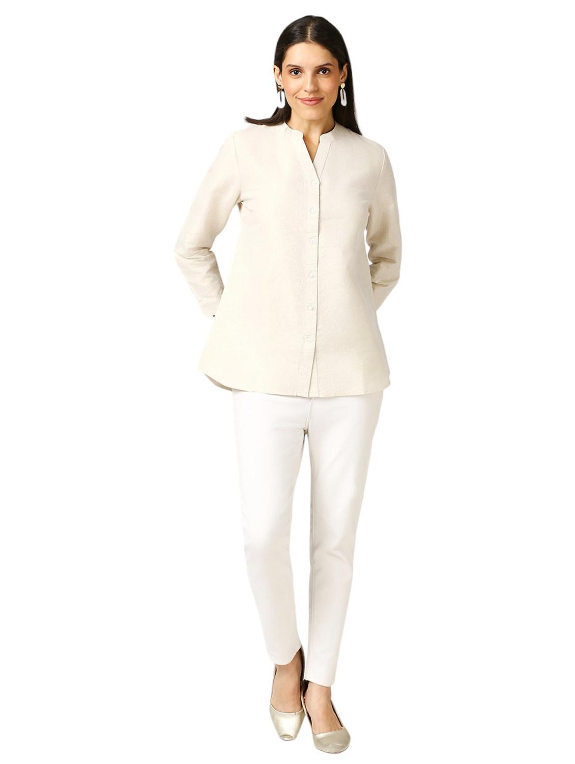 women self design mandarin neck regualr shirt - 21660628 - Standard Image - 5