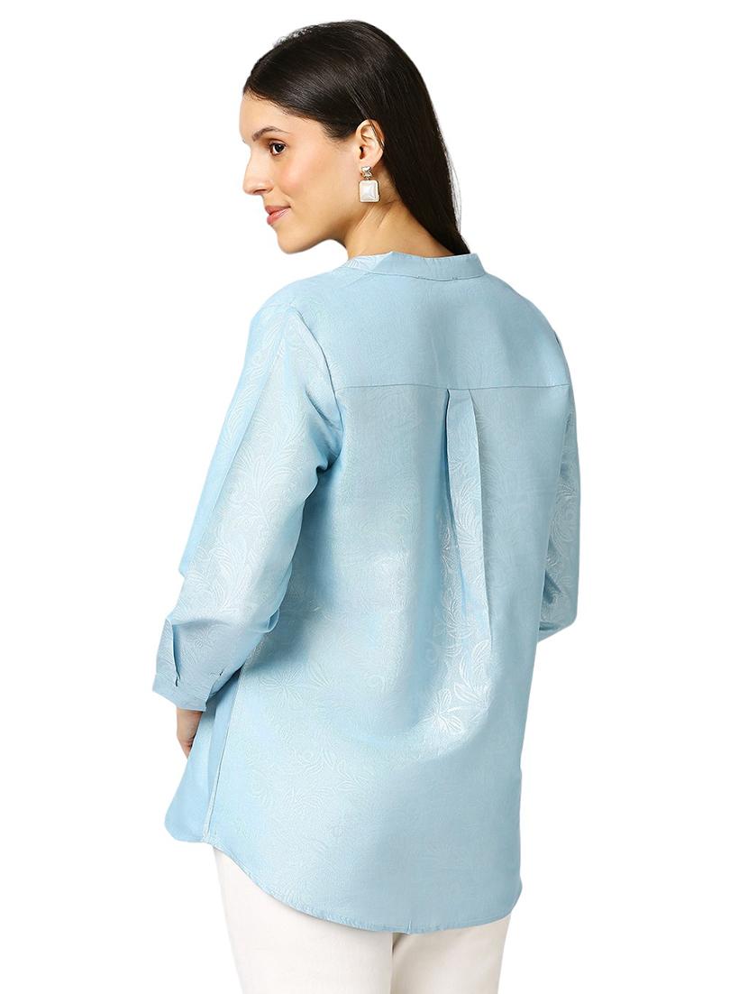 women self design mandarin neck regualr shirt - 21660630 - Standard Image - 3