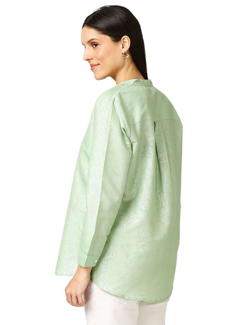 women self design mandarin neck regualr shirt - 21660631 - Standard Image - 3