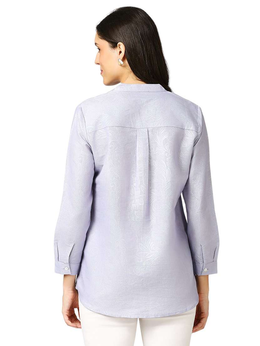 women self design mandarin neck regualr shirt - 21660632 - Standard Image - 3
