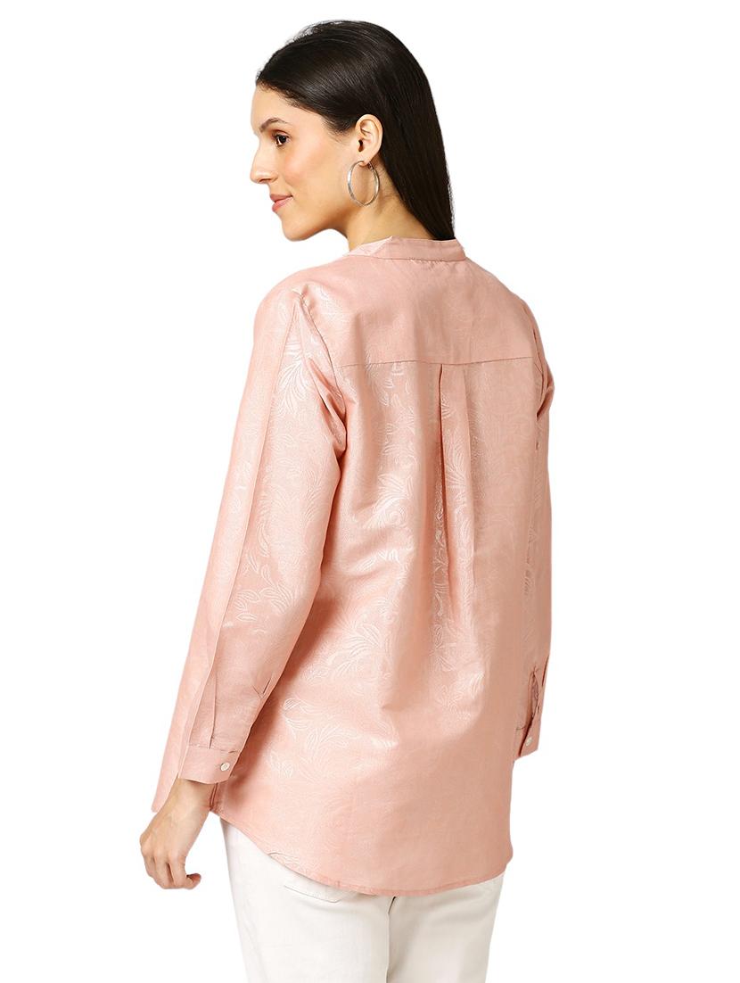 women self design mandarin neck regualr shirt - 21660633 - Standard Image - 3