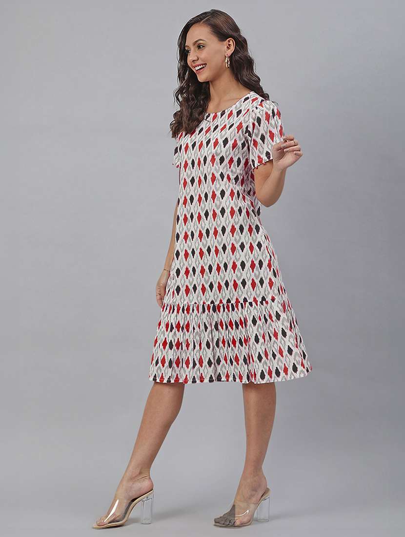 women printed puff sleeves tiered dress - 21660809 -  Standard Image - 3
