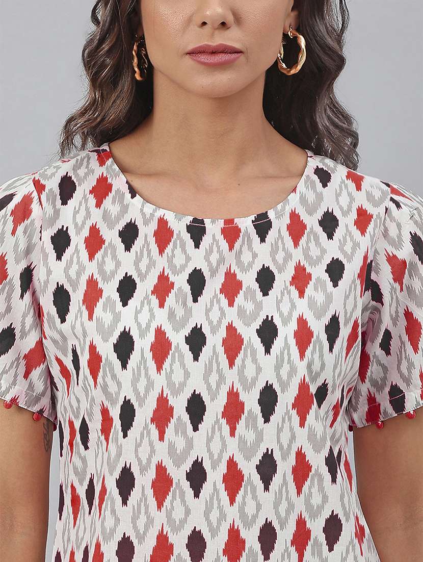 women printed puff sleeves tiered dress - 21660809 -  Standard Image - 5