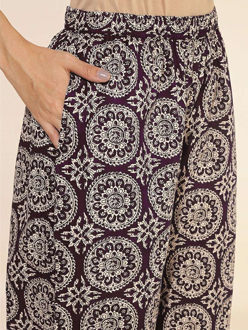 women printed three quarter sleeve ethnic co-ord set - 21660822 -  Standard Image - 5