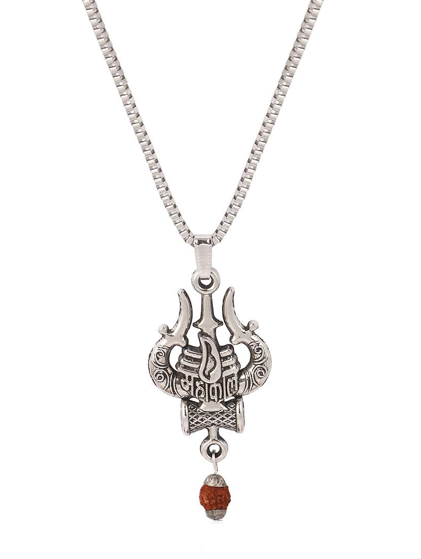 men sacred trishul rudraksh mahakal pendant with chain