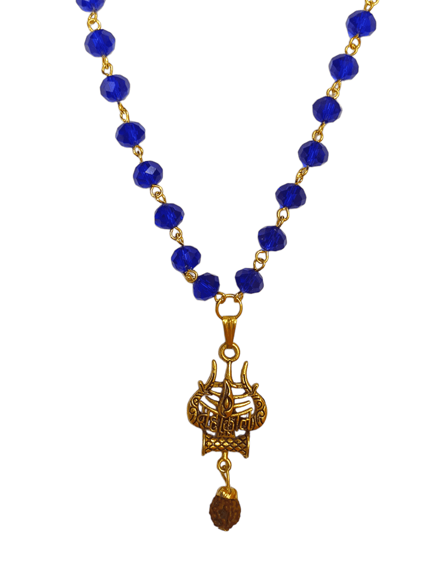 men sacred trishul rudraksh mahakal pendant with chain
