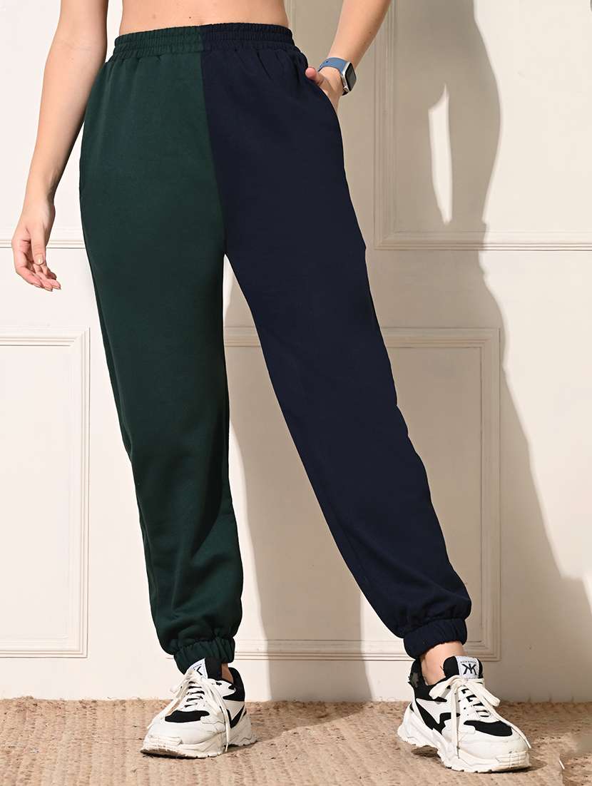 women relaxed fit color block joggers
