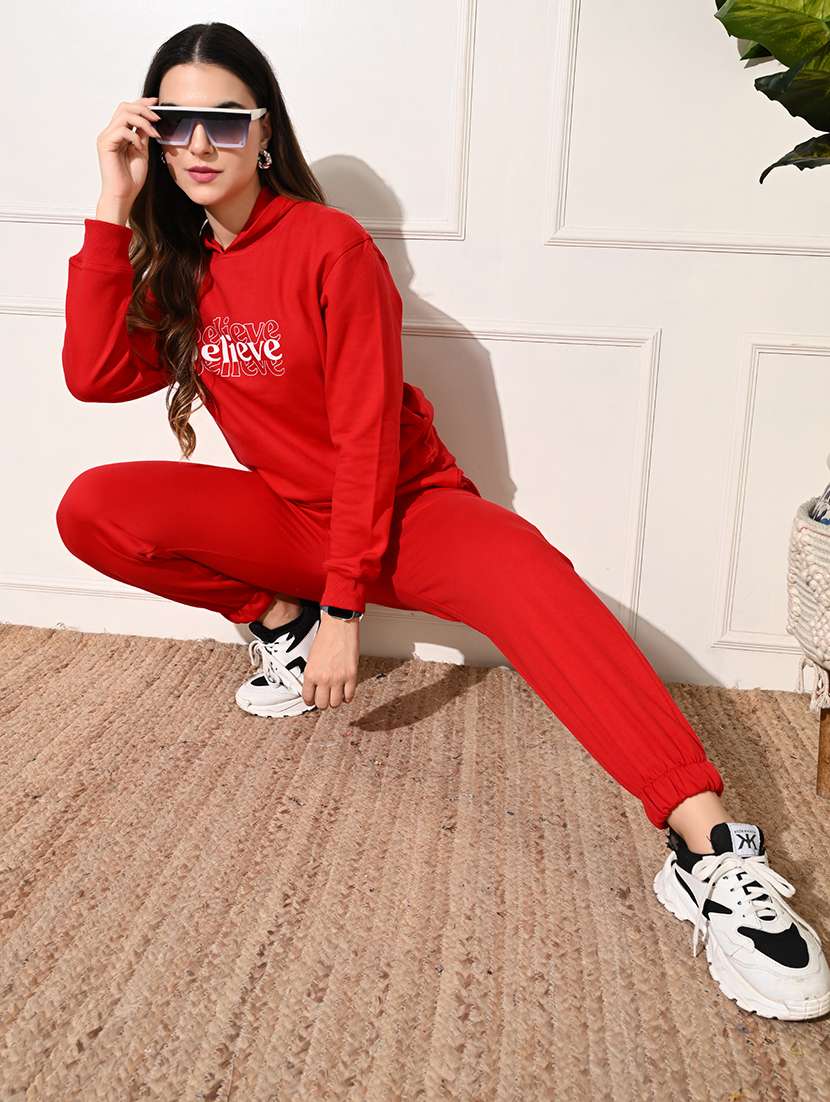 women red solid joggers - 21661051 -  Standard Image - 3