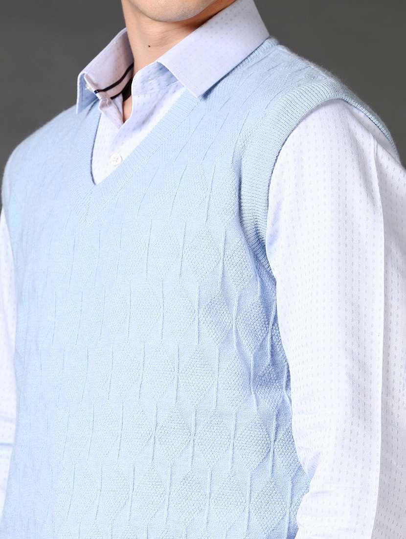 men self design sleeveless pullover sweater - 21661075 -  Standard Image - 5