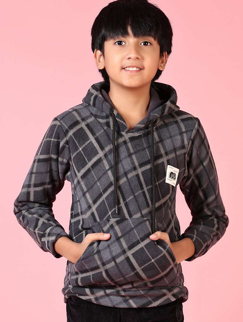 boys long sleeves checkered sweatshirt