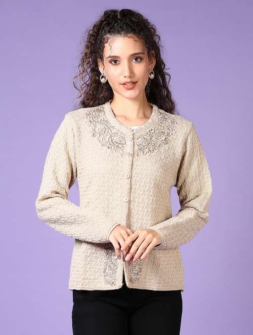 women self designed long sleeve cardigan - 21661088 -  Standard Image - 0