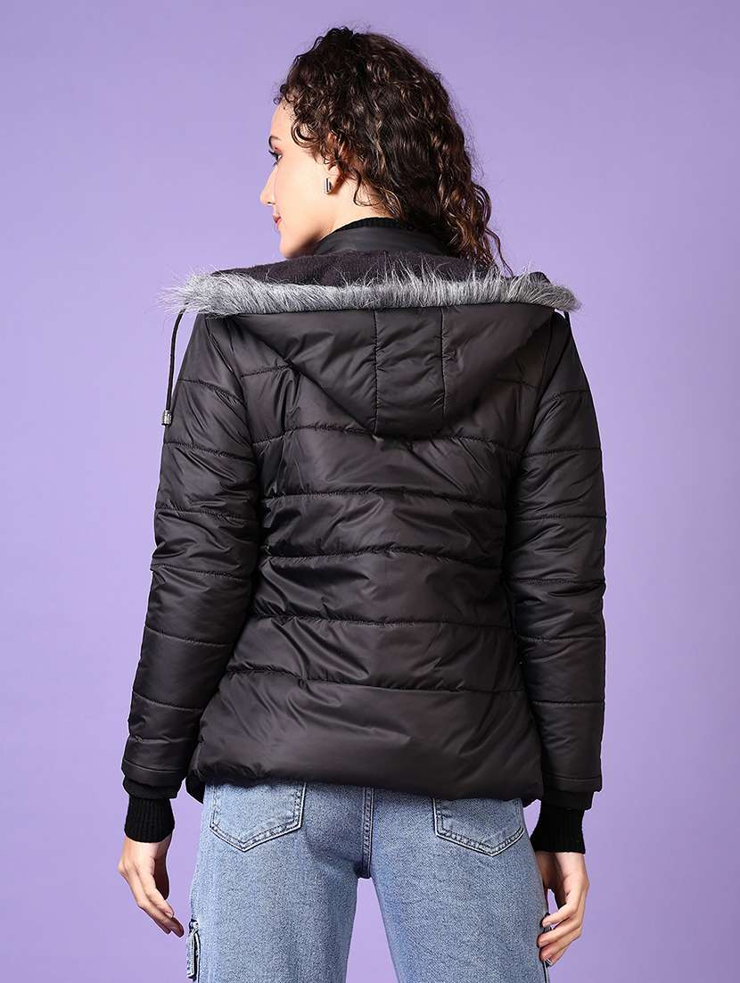 women long sleeves solid puffer jacket - 21661139 -  Standard Image - 3