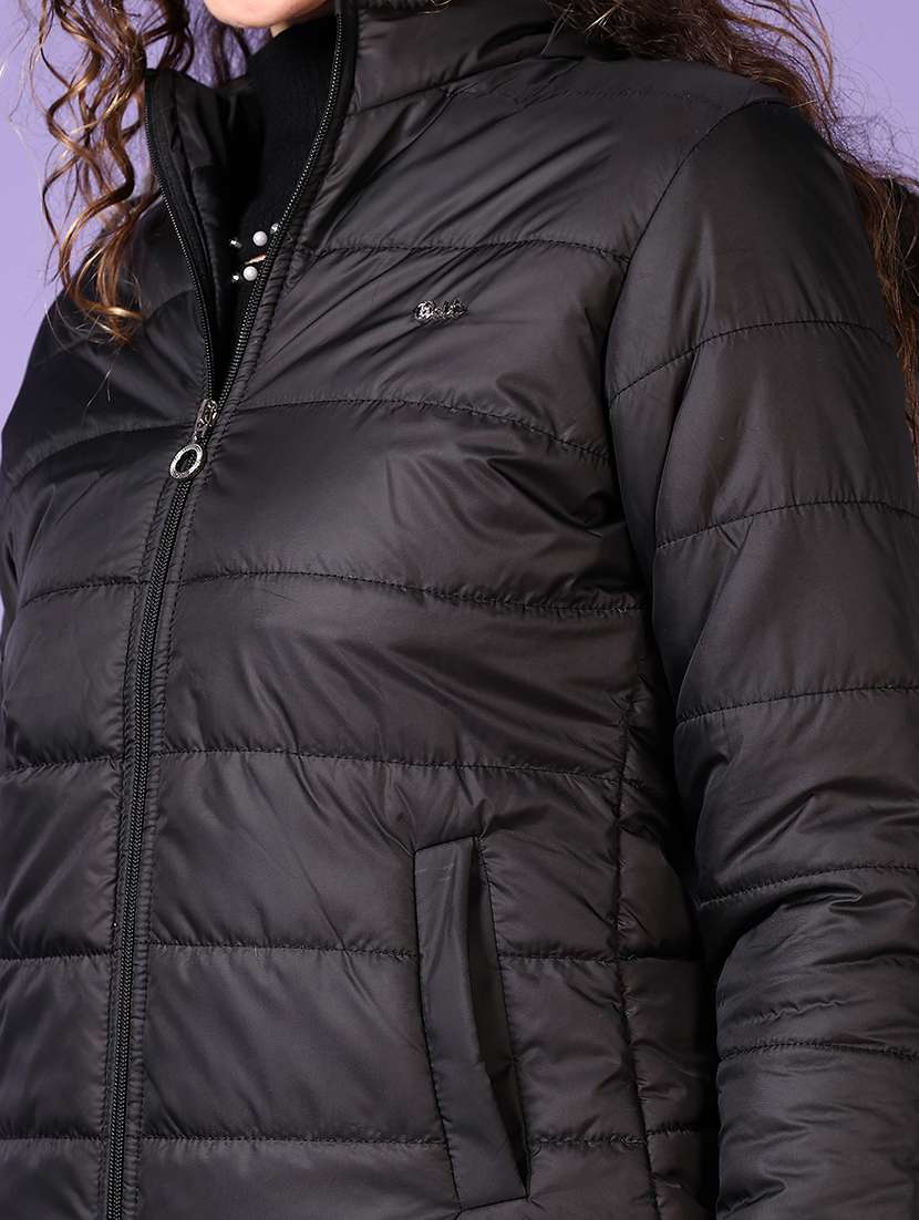 women long sleeves solid puffer jacket - 21661139 -  Standard Image - 5