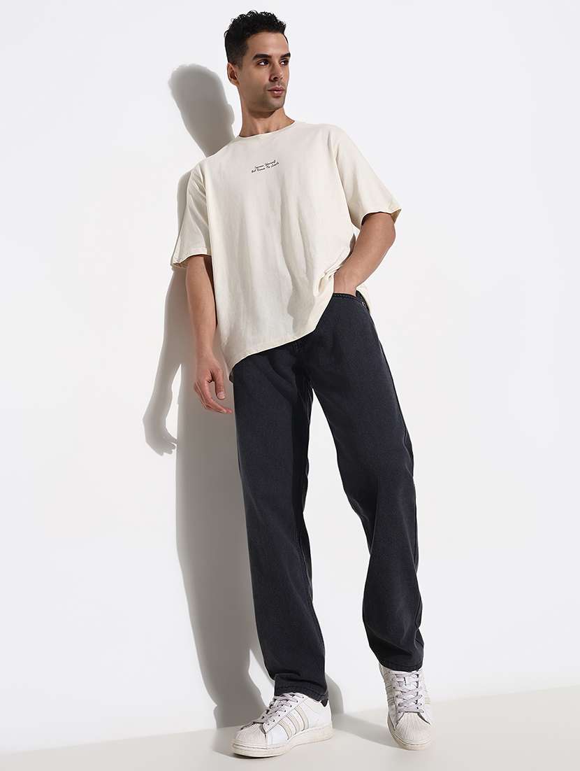 men mid rise straight fit plain denim jean - 21661332 -  Standard Image - 5