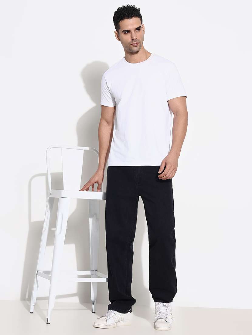 men mid rise straight fit plain denim jean - 21661335 -  Standard Image - 5
