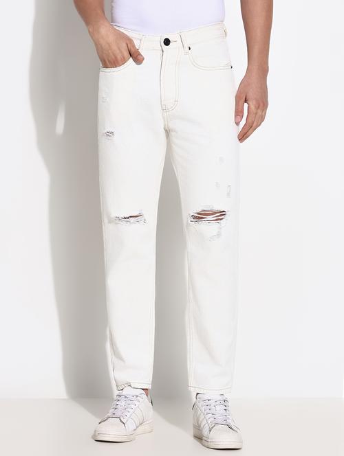 men mid rise straight fit slash knee denim jean - 21661336 -  Standard Image - 0