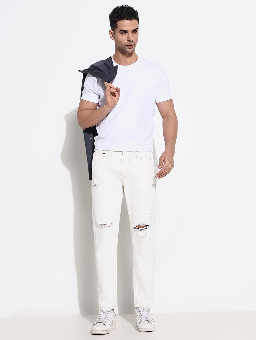 men mid rise straight fit slash knee denim jean - 21661336 - Standard Image - 5