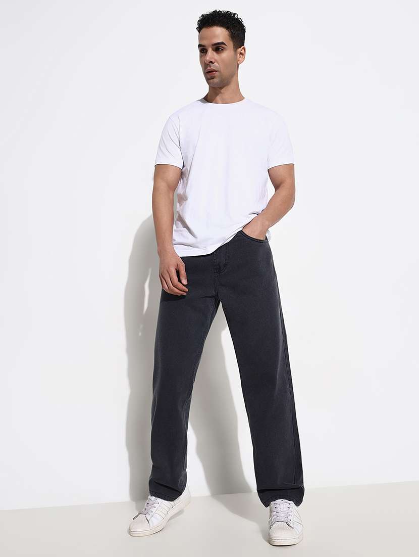 men mid rise straight fit plain denim jean - 21661337 - Standard Image - 5