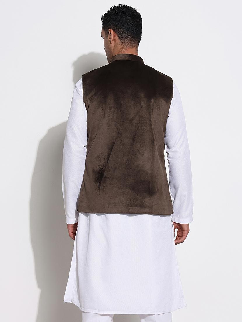 men mandarin neck solid nehru jacket - 21661413 - Standard Image - 3