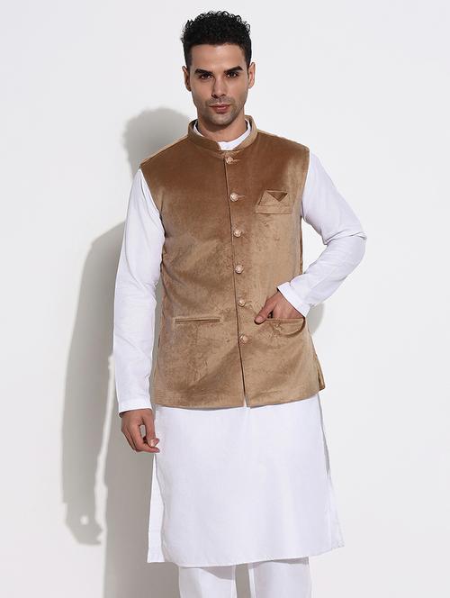 men mandarin neck solid nehru jacket - 21661414 -  Standard Image - 0