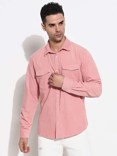 men corduroy long sleeve casual shirt - 21661422 - Standard Image - 0