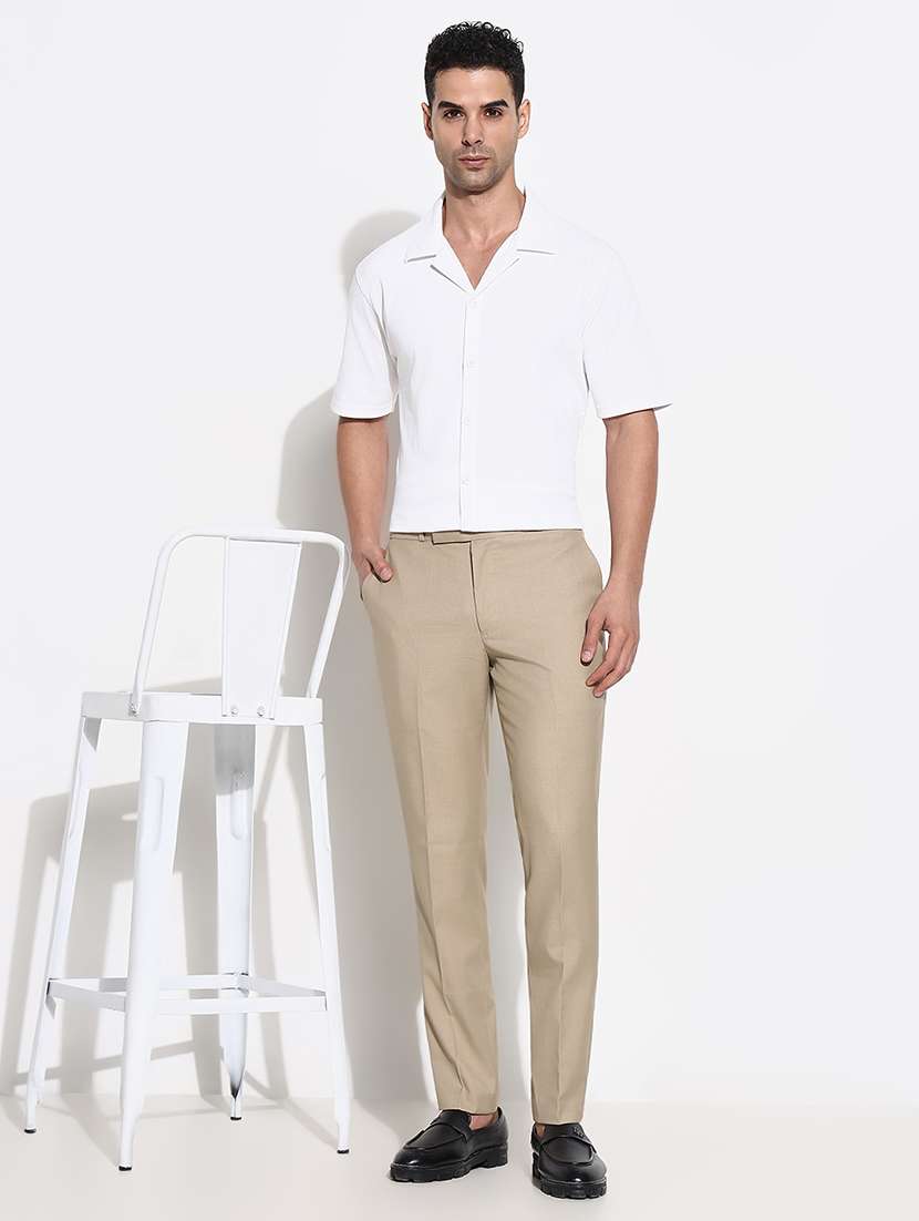 men mid rise solid flat front formal trouser - 21661425 -  Standard Image - 5