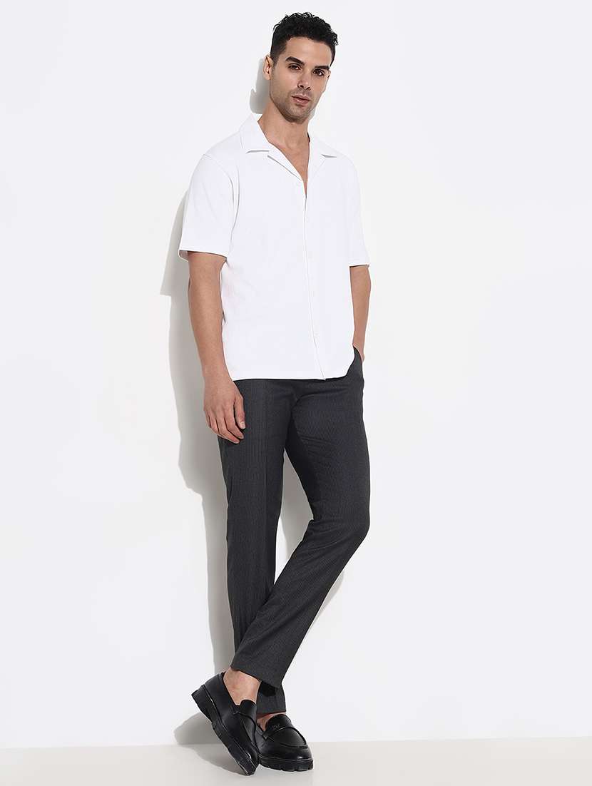 men mid rise striped flat front formal trouser - 21661433 -  Standard Image - 5