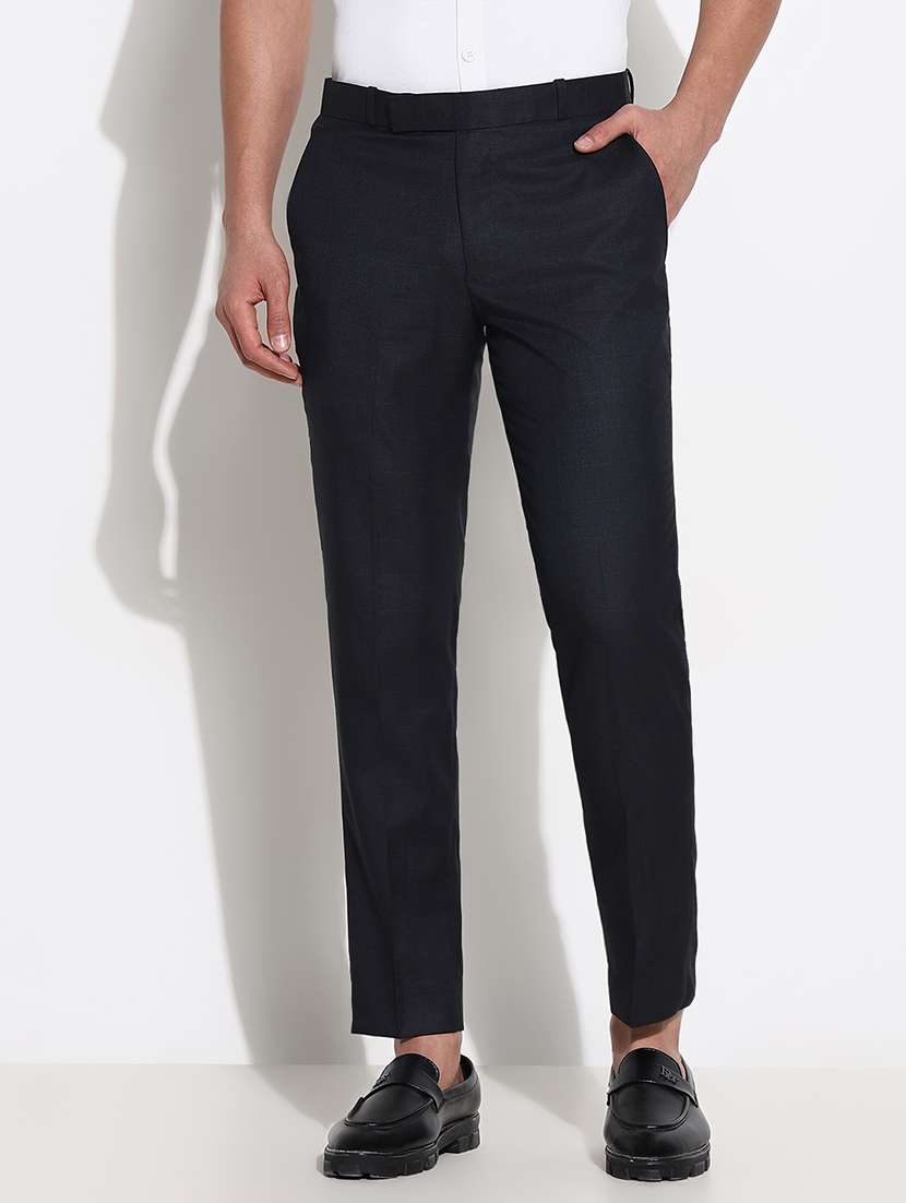 men mid rise solid flat front formal trouser