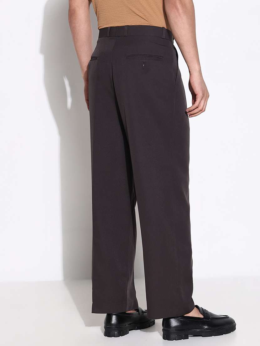 men solid mid rise loose fit trouser - 21661439 -  Standard Image - 3