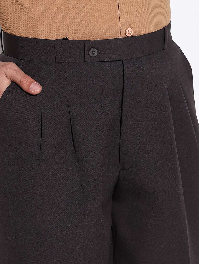 men solid mid rise loose fit trouser - 21661439 -  Standard Image - 5