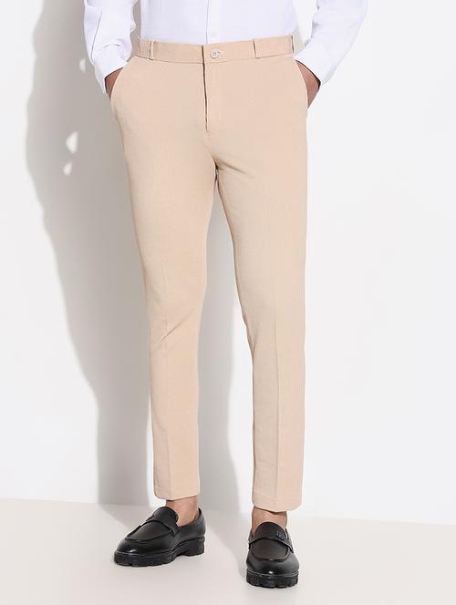 men mid rise solid flat front formal trouser - 21661442 - Standard Image - 0