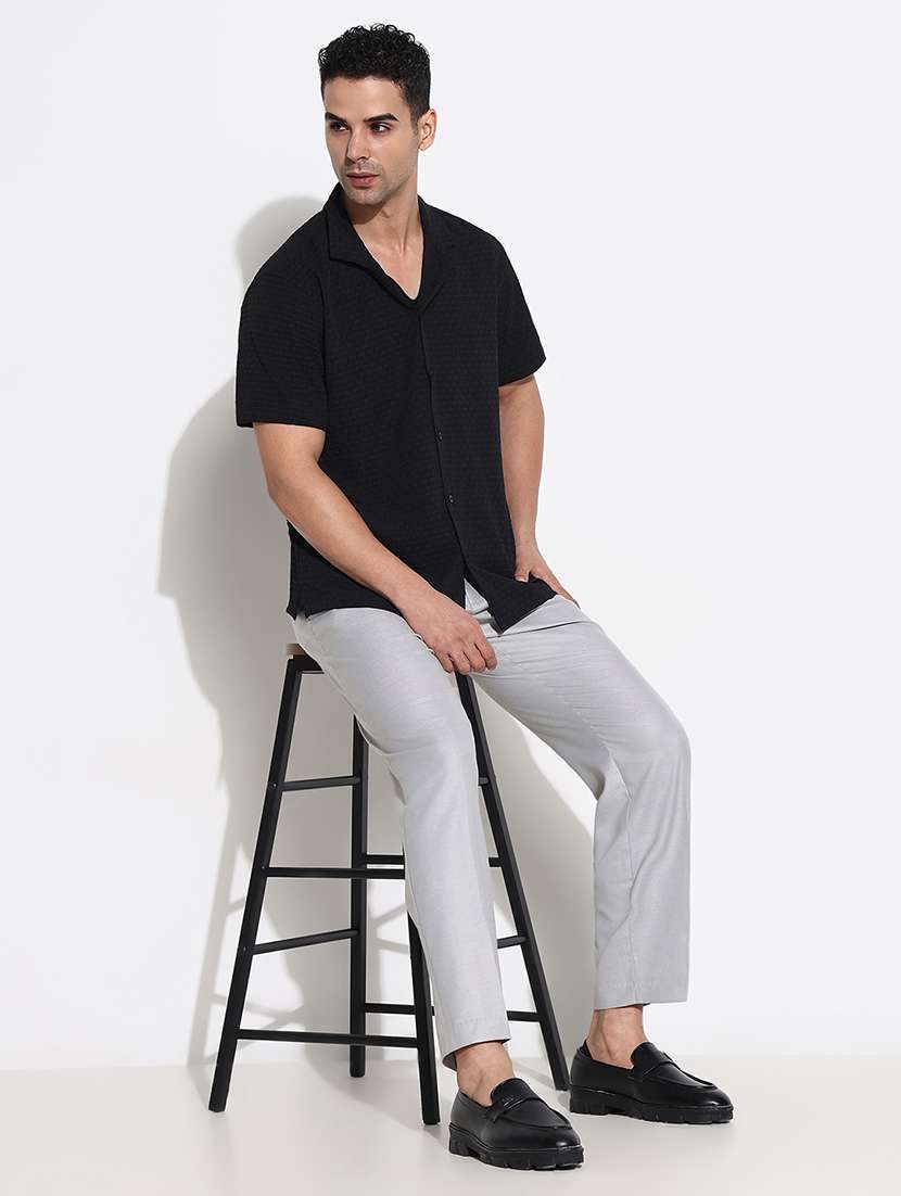 grey cotton blend pleated trousers formal - 21661448 - Standard Image - 5