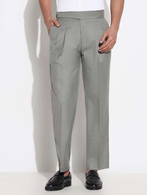 men solid mid rise loose fit trouser - 21661450 -  Standard Image - 0