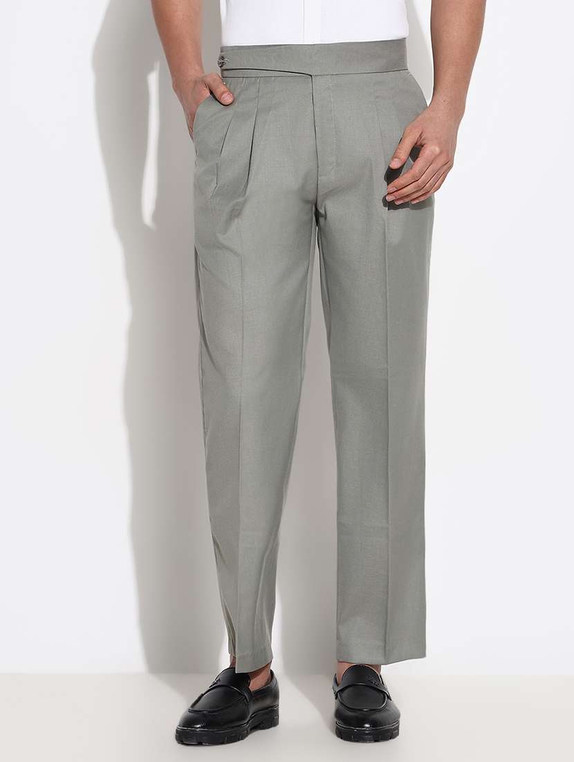 men solid mid rise loose fit trouser - 21661450 -  Zoom Image - 0