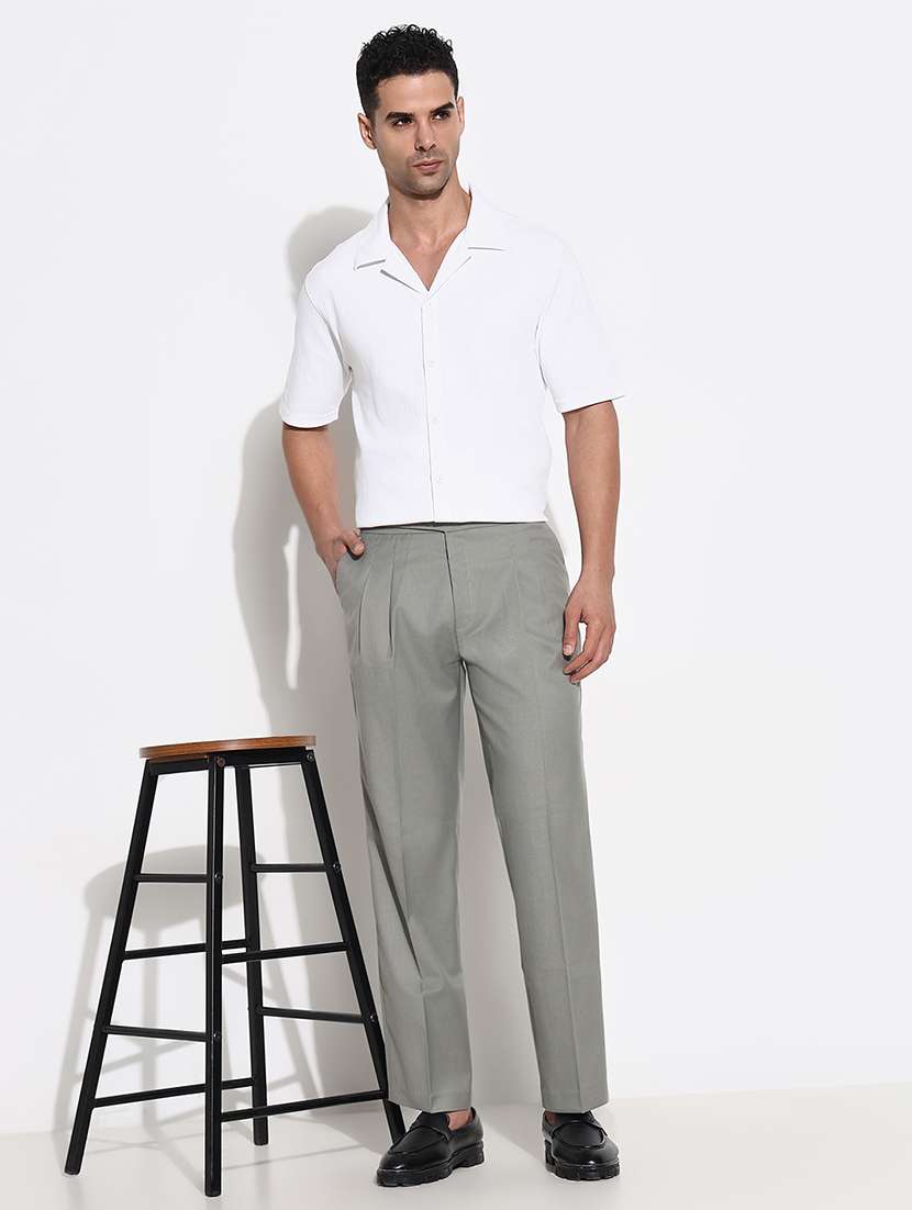 men solid mid rise loose fit trouser - 21661450 -  Standard Image - 5