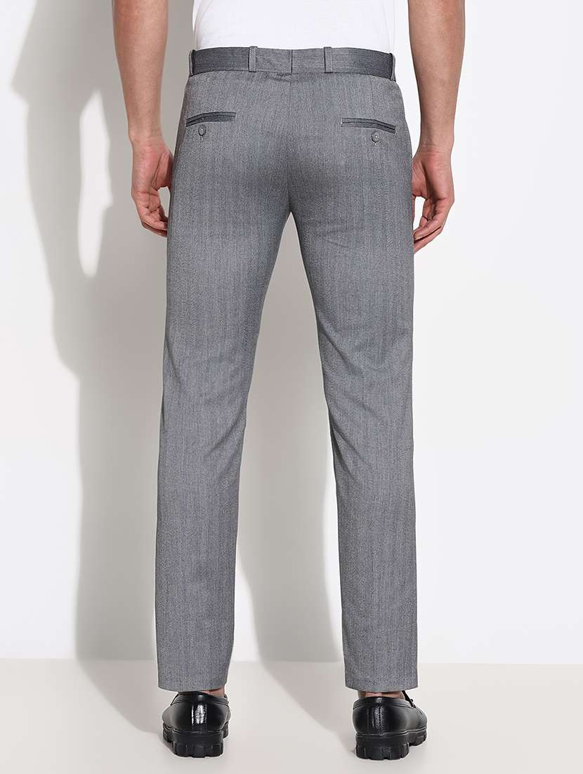 Men Solid Mid Rise Slim Fit Trouser - 21661452 -  Standard Image - 3