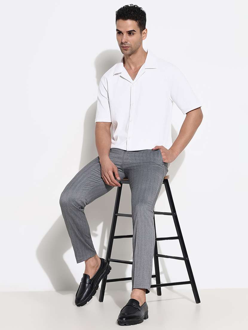 Men Solid Mid Rise Slim Fit Trouser - 21661452 -  Standard Image - 5