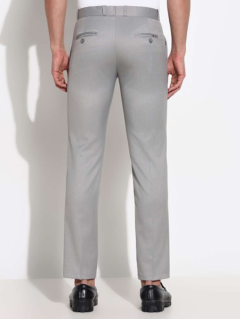 men solid mid rise slim fit trouser - 21661453 -  Standard Image - 3