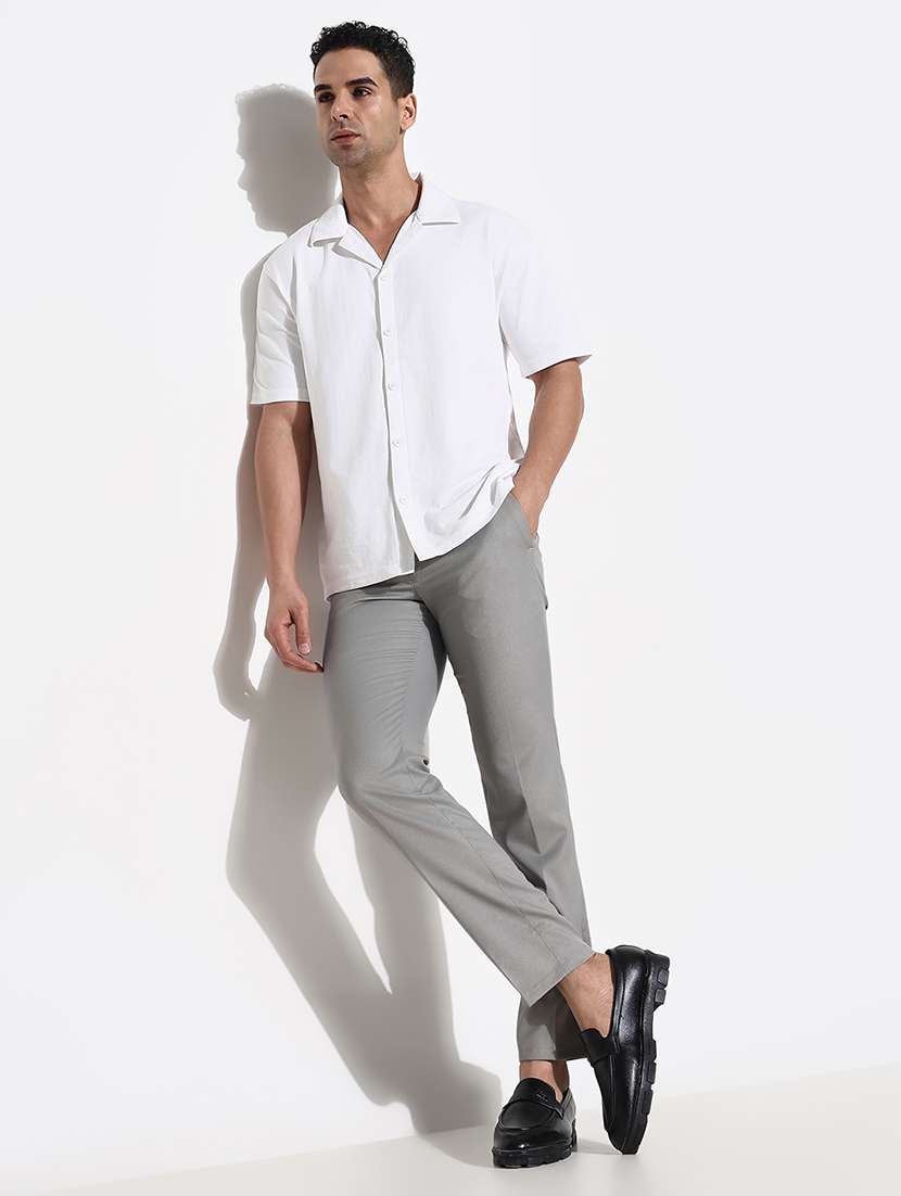 men solid mid rise slim fit trouser - 21661453 -  Standard Image - 5