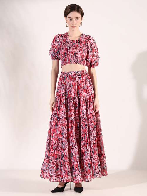 women printed top and skirt co-ords set - 21661458 - Standard Image - 0