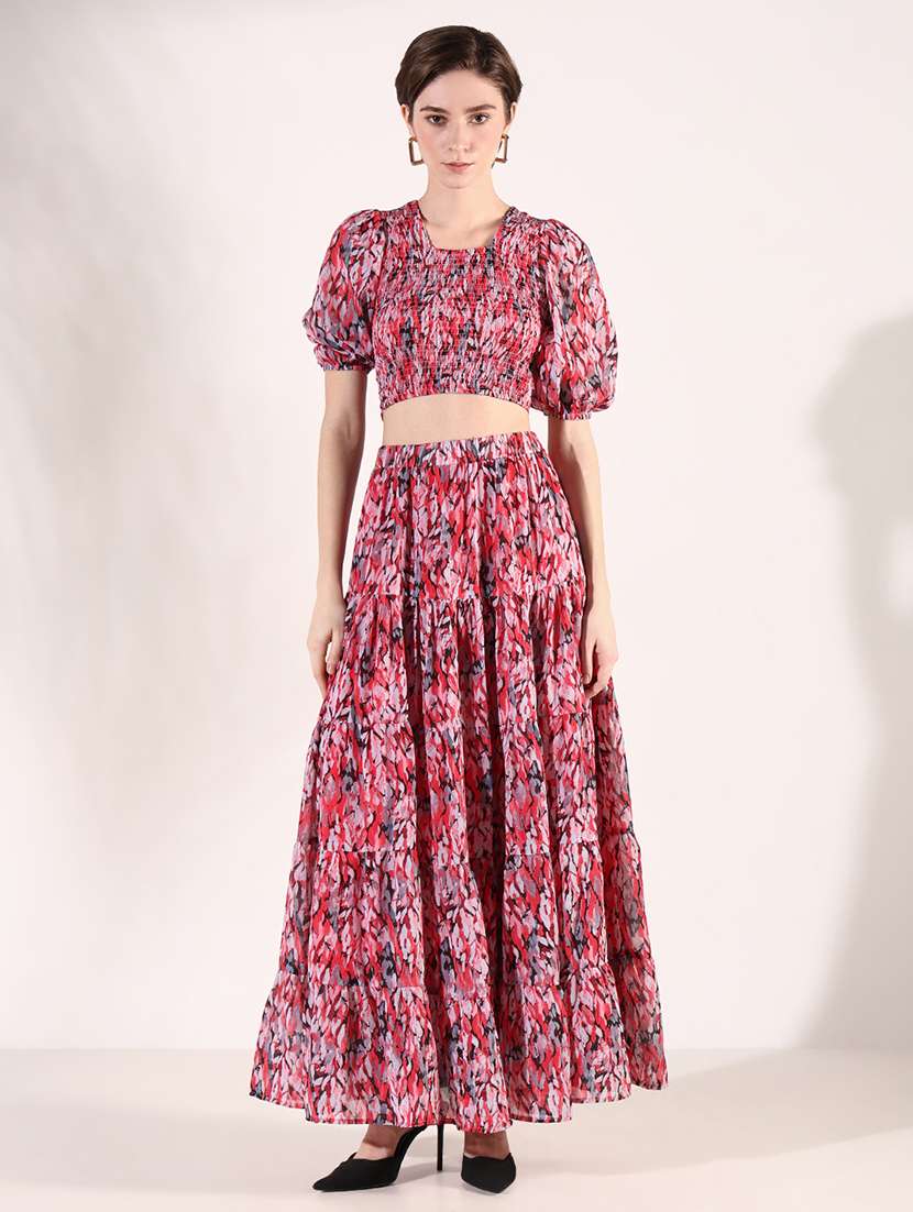 women printed top and skirt co-ords set - 21661458 - Zoom Image - 0