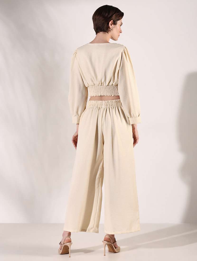 women solid top and trouser co-ords  set - 21661466 -  Standard Image - 3