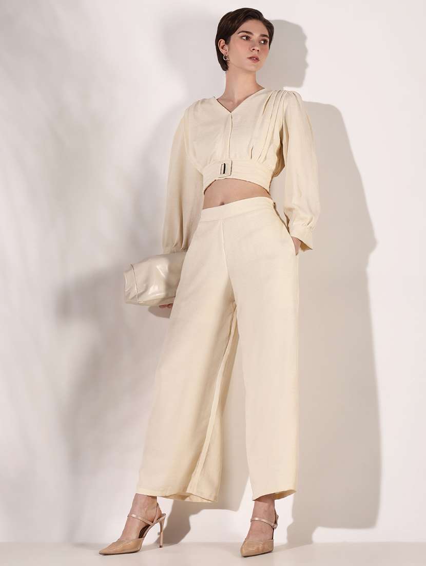 women solid top and trouser co-ords  set - 21661466 -  Standard Image - 5