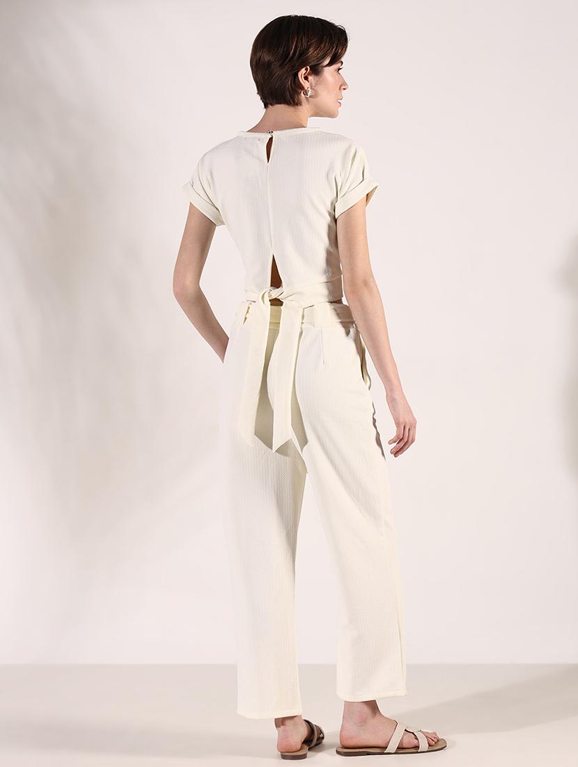 women solid top and trouser co-ords set - 21661467 - Standard Image - 3