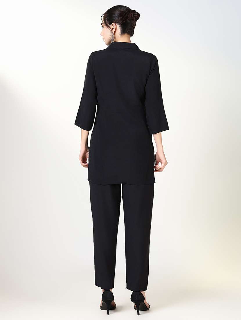 women embellished shirt collar neck co-ord sets - 21661468 -  Standard Image - 3