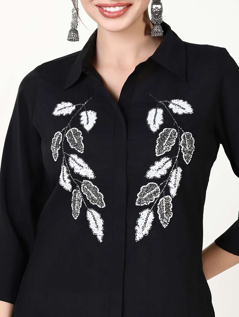 women embellished shirt collar neck co-ord sets - 21661468 -  Standard Image - 5