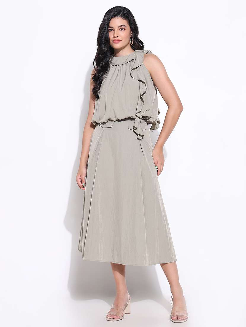 women grey solid top and skirt co-ords set - 21661471 -  Zoom Image - 0