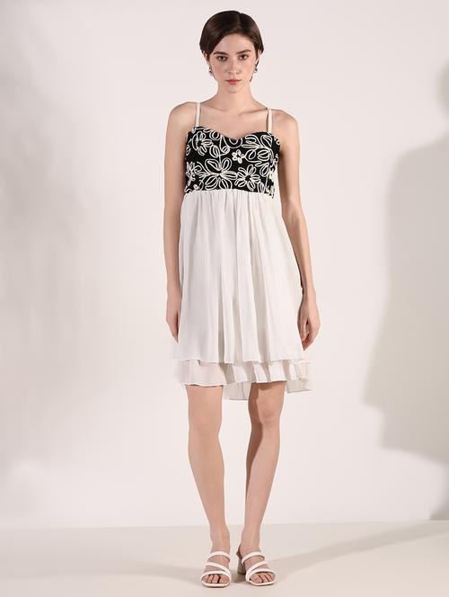 women solid soulder strap neck fit & flare dress - 21661475 - Standard Image - 0