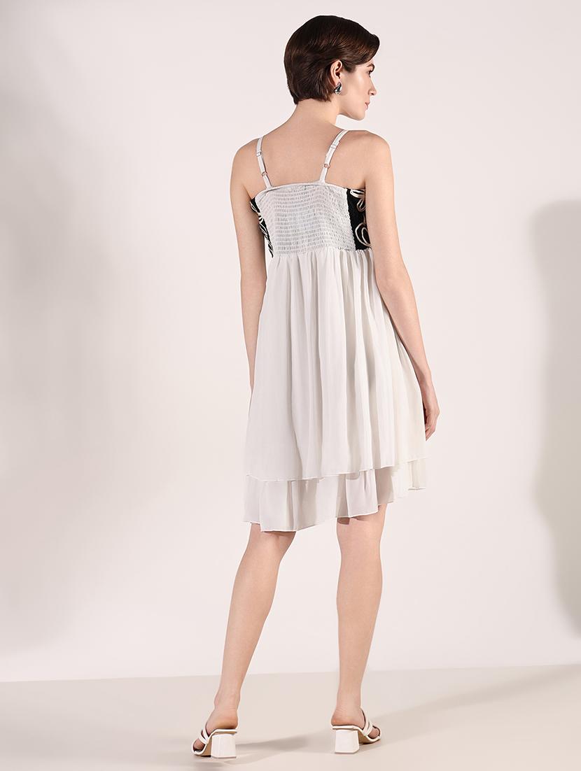 women solid soulder strap neck fit & flare dress - 21661475 - Standard Image - 3